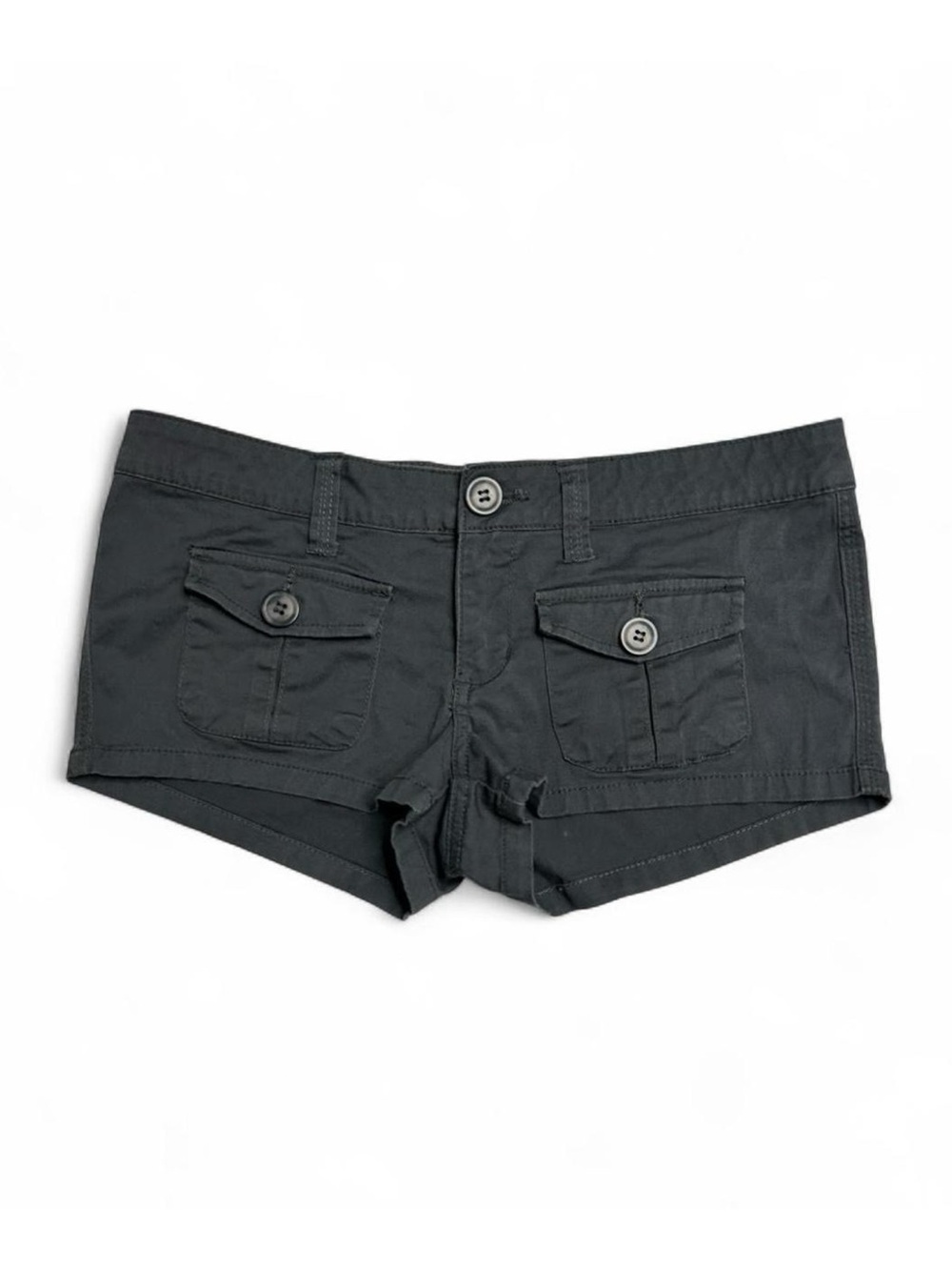 Y2K 2000s Indie Sleaze Low-Rise Micro Mini Gray Cargo Shorts by Bluenotes